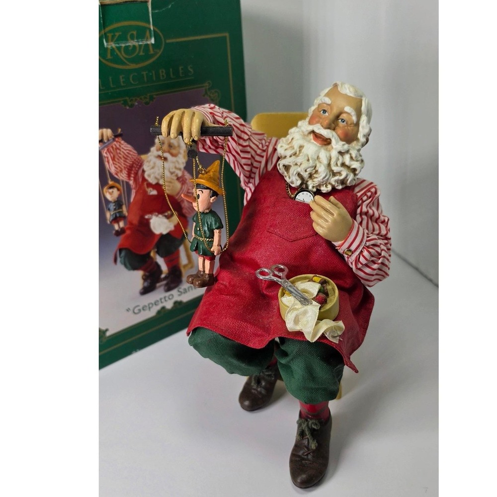 KSA Collectibles Fabriche Geppetto Santa Seated Toymaker Figurine with Box Vtg